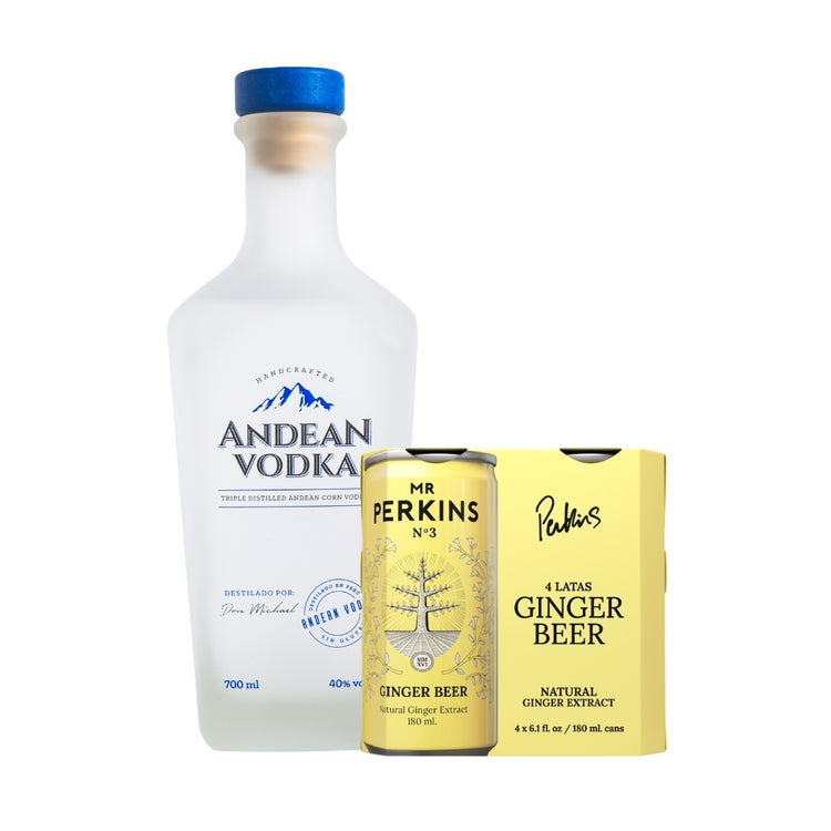 Andean Vodka x 700 ml + 4PACK Ginger Beer.